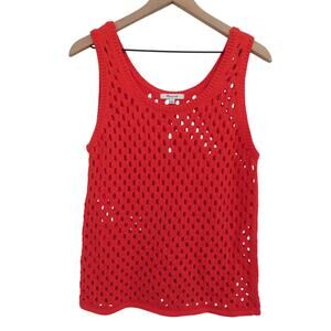 Madewell Women Sz M Red Knit Sleeveless Top Casual Minimal Everyday Casual